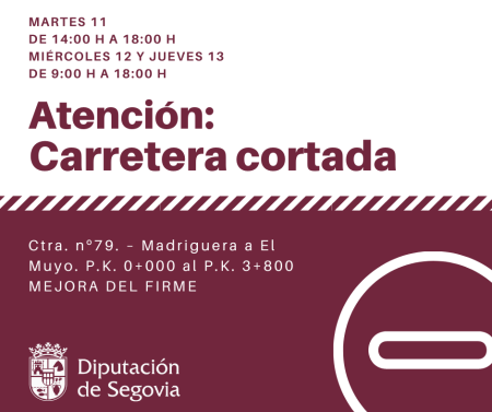 Imagen Los equipos de Infraestructura y Obras de la Diputación procederán a la mejora del firme de la carretera entre Madriguera y El Muyo, para lo que será necesario realizar cortes de tráfico
